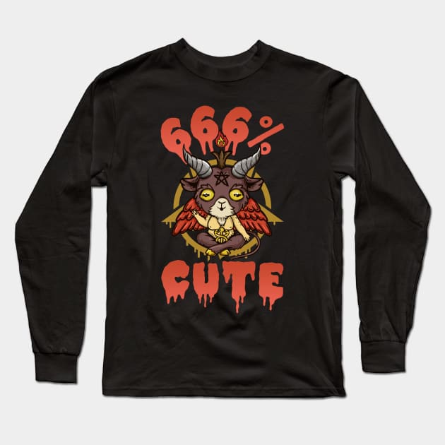 666% Cute - Satanic Chibi Anime Goat Head Baphomet Long Sleeve T-Shirt by biNutz